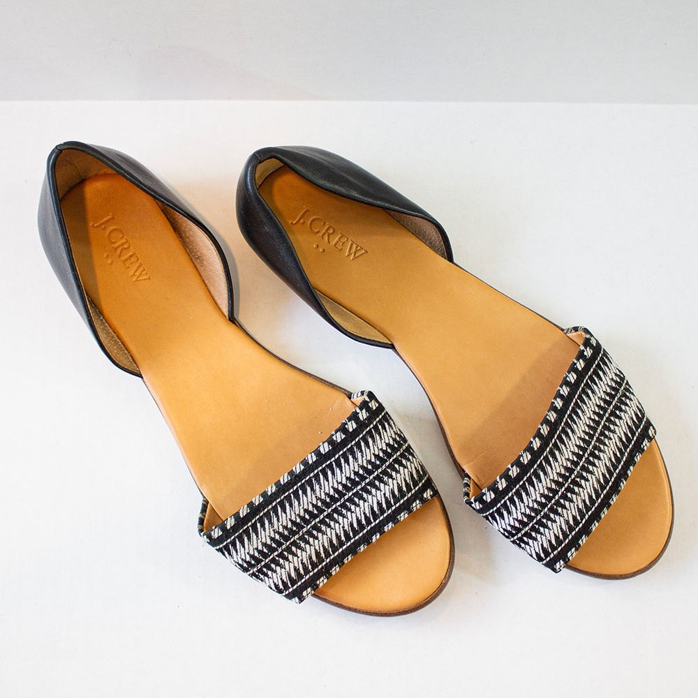 J. Crew Women's 9 1/2 Leather + Textile Sandal